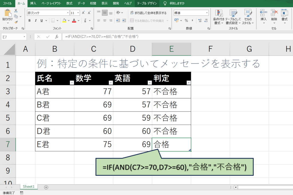 例：特定の条件に基づいてメッセージを表示する